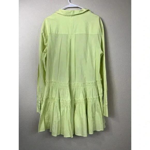 Free People Billie Mini Dress Long Sleeve Ruffle Womens Size L NWT Green - Picture 5 of 15
